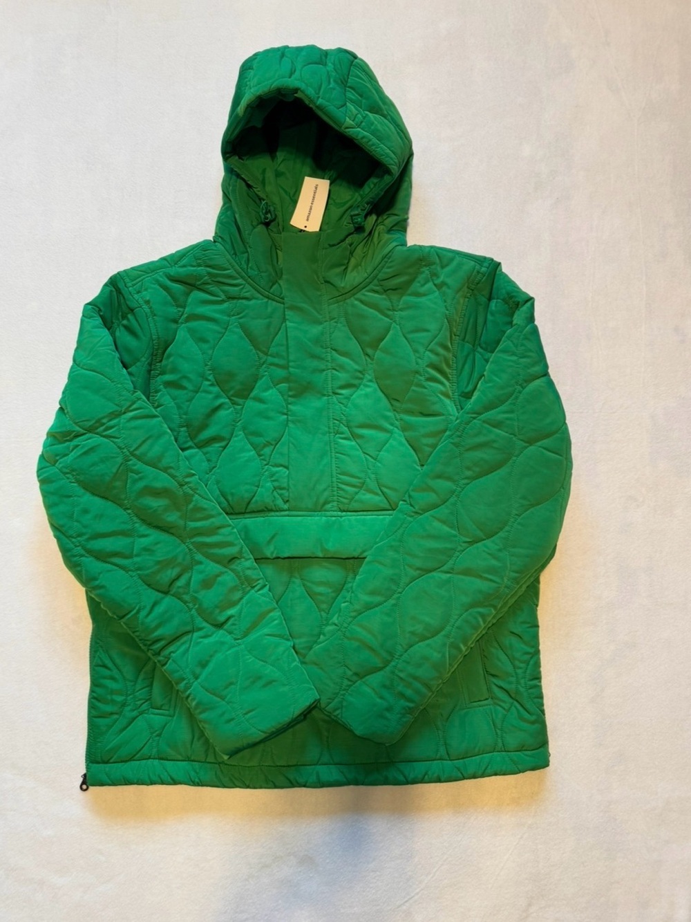 NWT Amazon Essentials Green  Anorak Hooded Jacket Puffer Quarter Zip Sz Medium